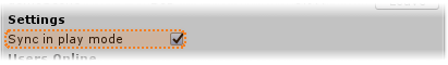Sync in play mode setting
